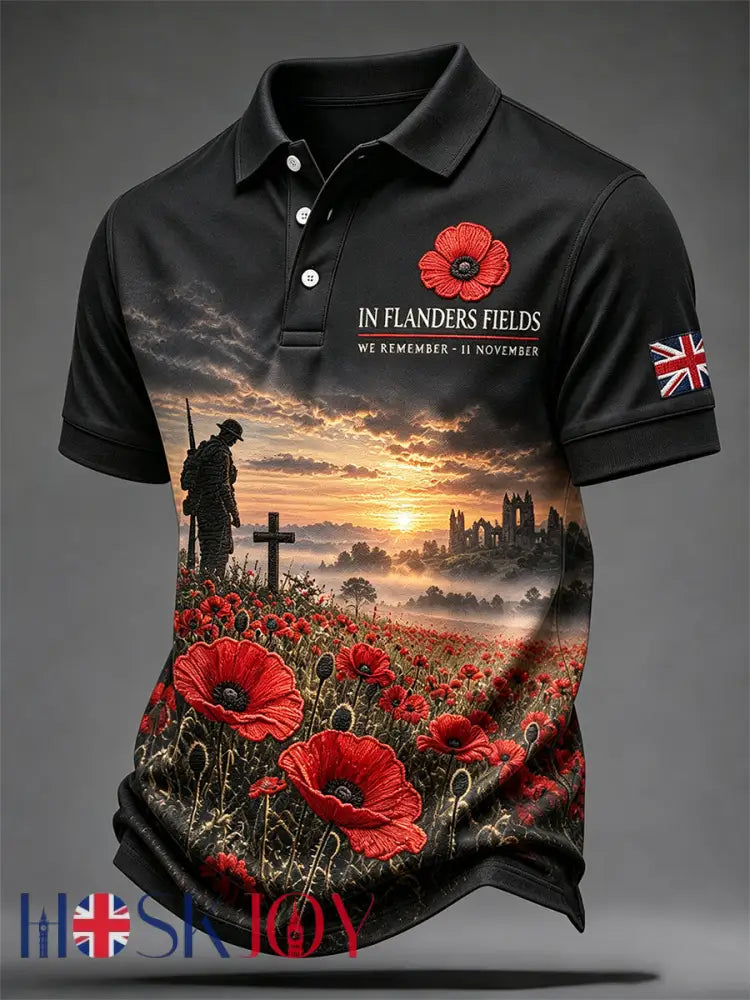 Men’s Remembrance Day Print Shirt - Black / S