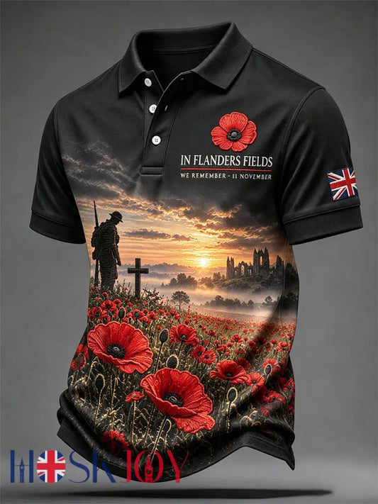Men’s Remembrance Day Print Shirt - Black / S