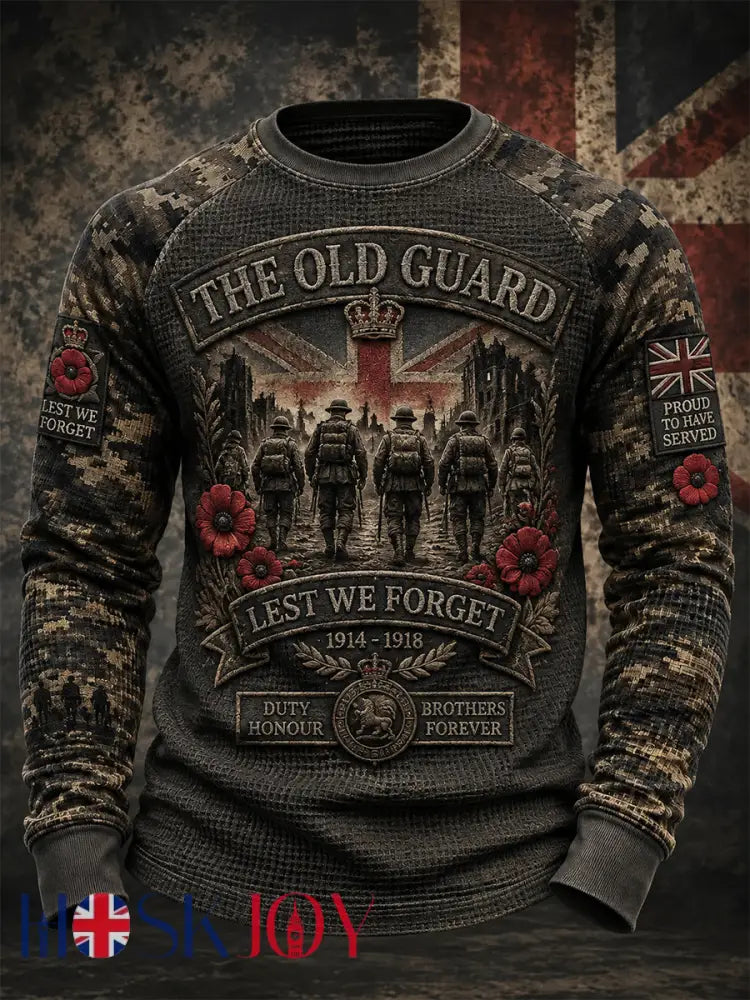 Men’s Remembrance Day Print Waffle Top - Dark Gray / S
