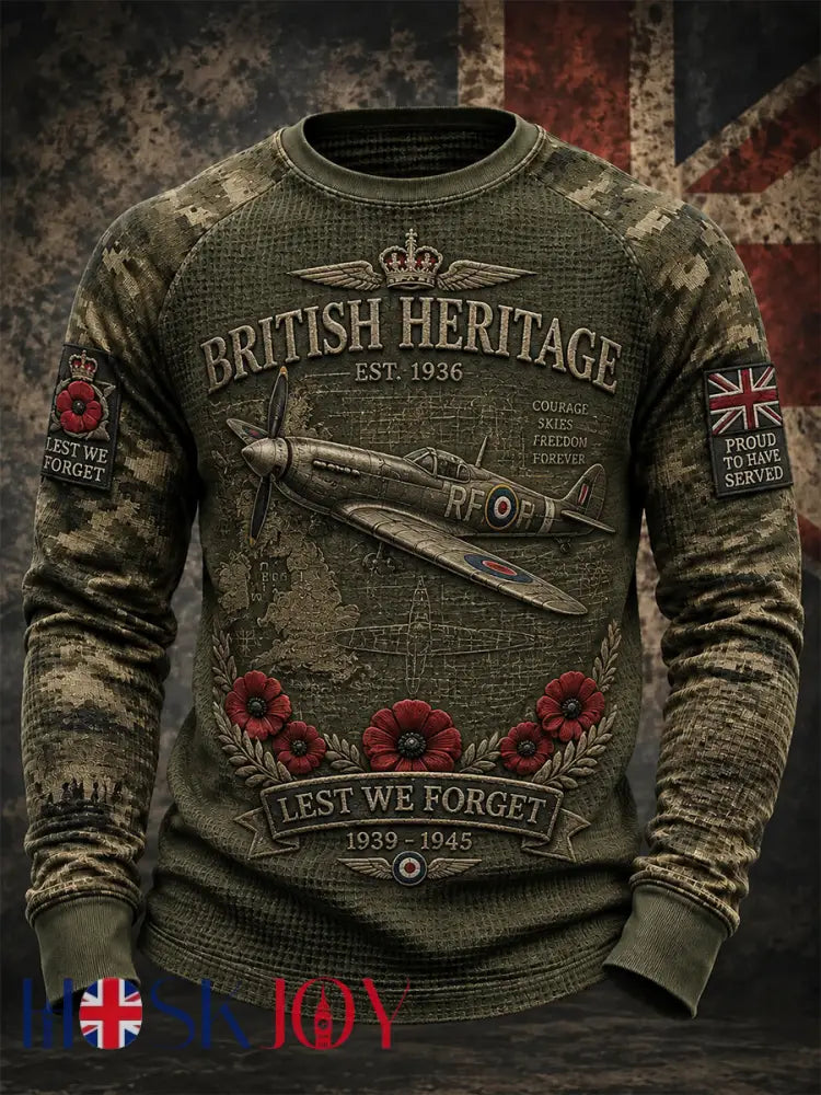 Men’s Remembrance Day Print Waffle Top - Olive Green / S