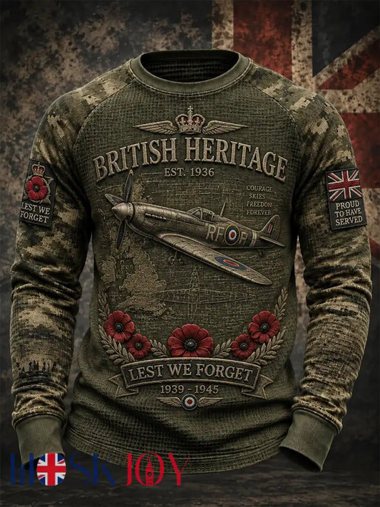 Men’s Remembrance Day Print Waffle Top - Olive Green / S