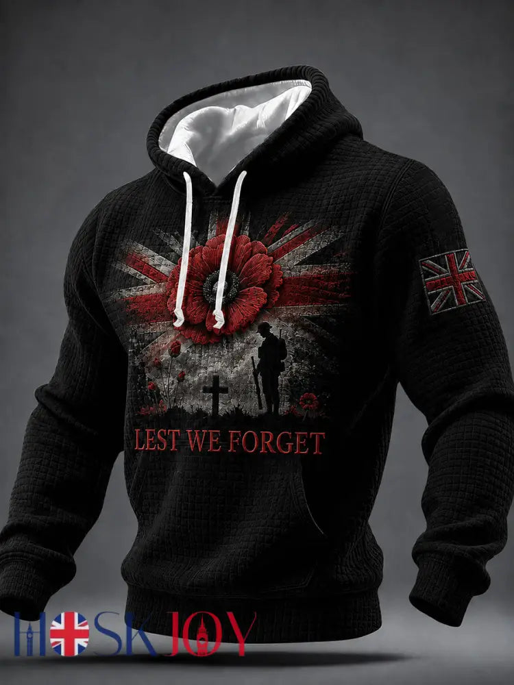 Men’s Remembrance Day Printed Hoodie - Black / S