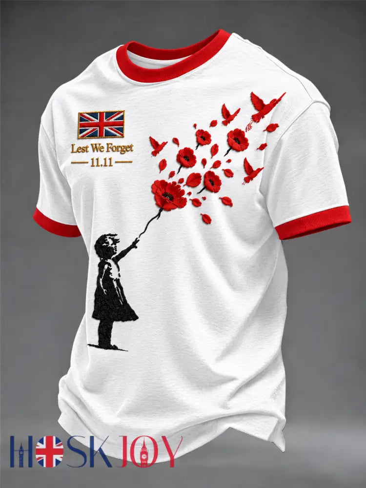 Men’s Remembrance Day Short Sleeves T-shirt - White / S