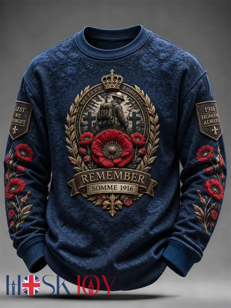 Men’s Remembrance Day THE SOMME 110 YEARS Print Crew-Neck Sweatshirt - Blue / S