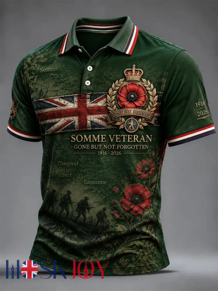 Men’s Remembrance Day THE SOMME 110 YEARS Print Shirt - Army Green / S