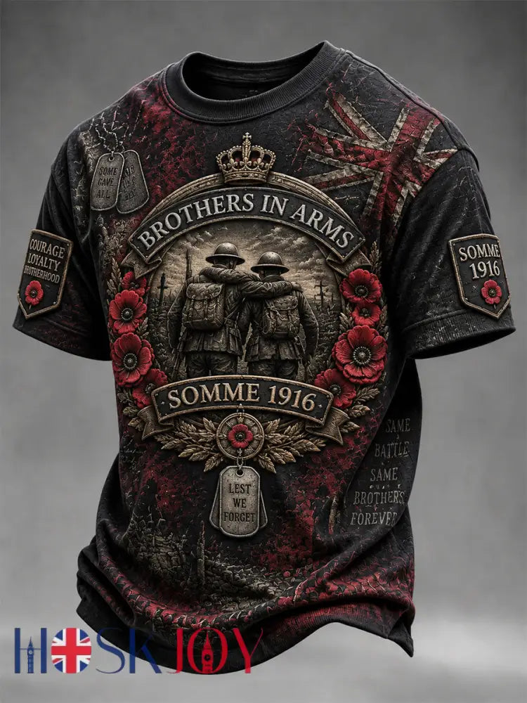 Men’s Remembrance Day THE SOMME 110 YEARS Print Short-Sleeve T-Shirt - Black / S