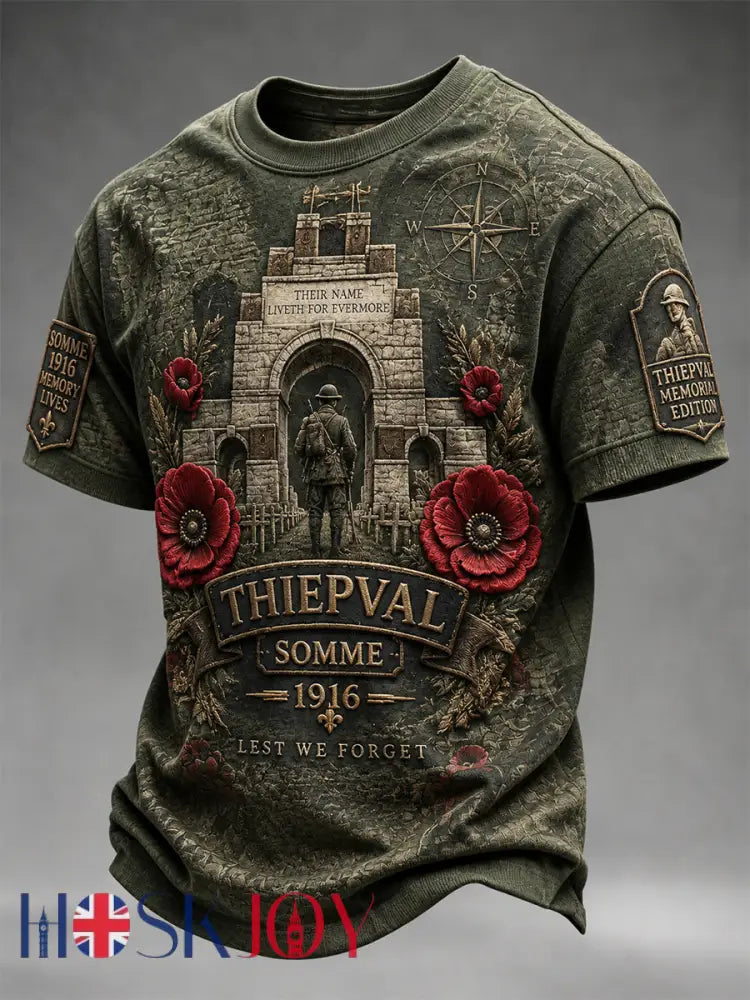 Men’s Remembrance Day THE SOMME 110 YEARS Print Short-Sleeve T-Shirt - Green / S