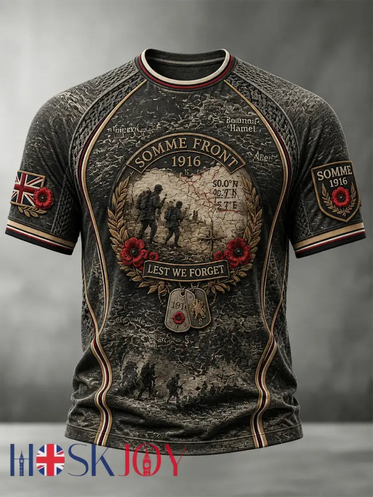 Men’s Remembrance Day THE SOMME 110 YEARS Print Short-Sleeve T-Shirt - Olive Green / S