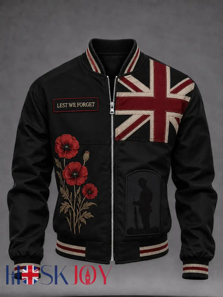 Men’s Remembrance Day UK Flag Printed Monkey Jacket - As picture / S
