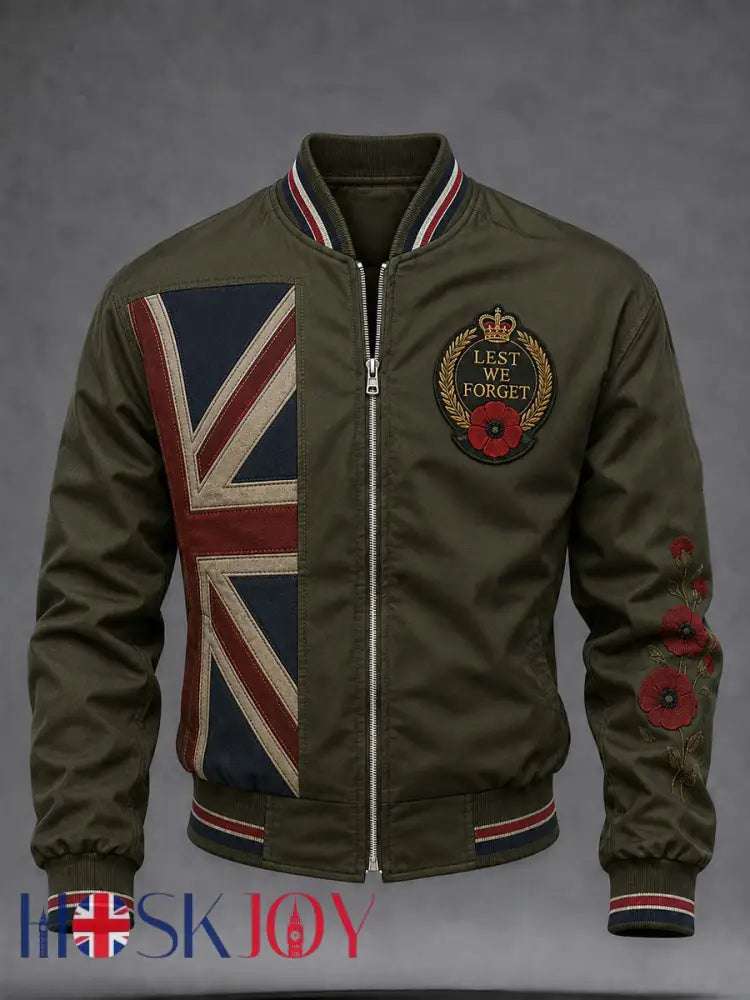 Men’s Remembrance Day UK Flag Printed Monkey Jacket - As picture / S