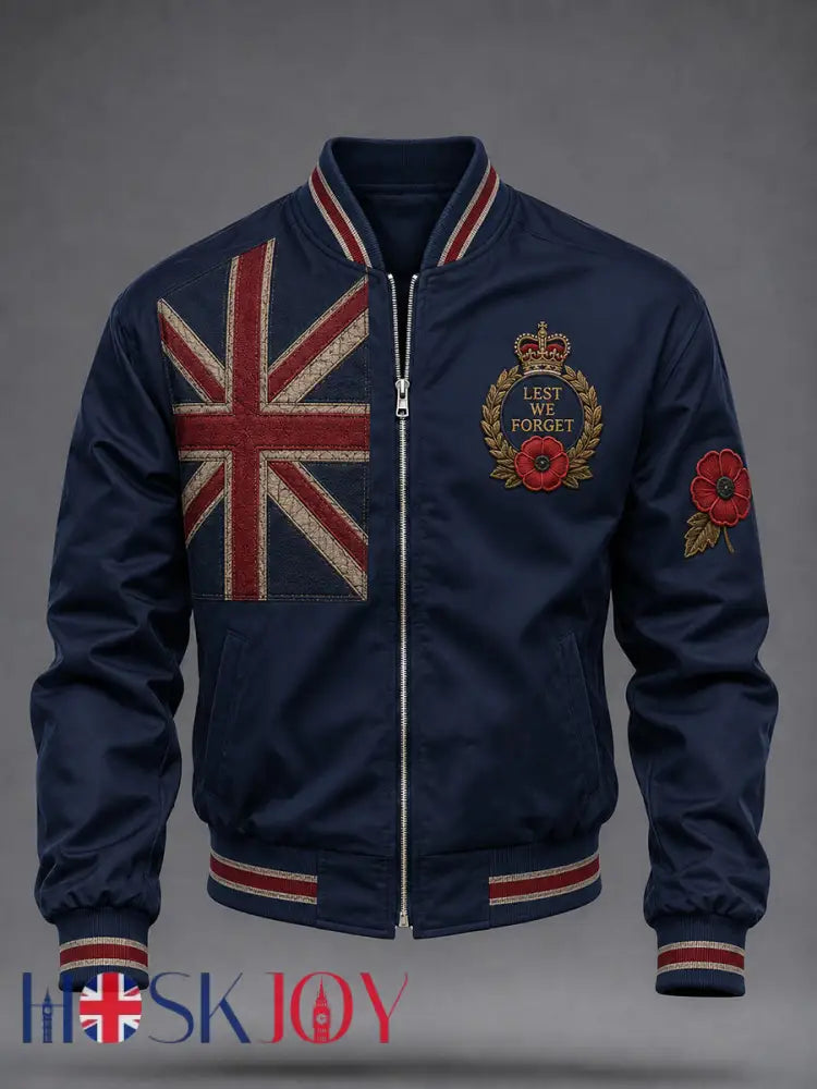 Men’s Remembrance Day UK Flag Printed Monkey Jacket - As picture / S