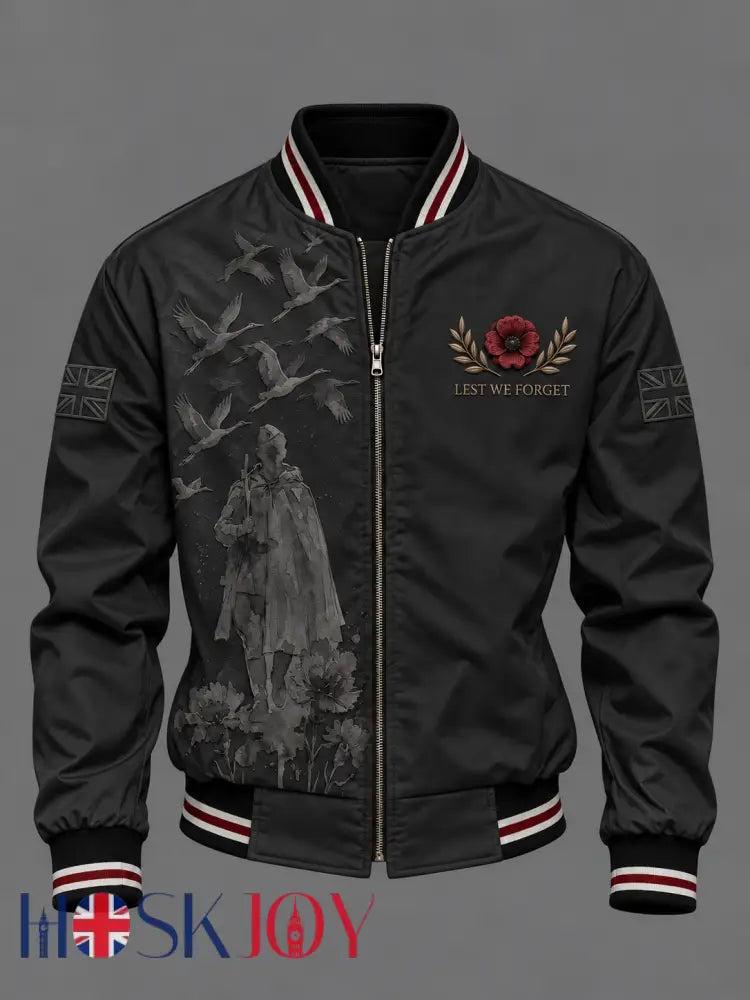 Men’s Remembrance Day UK Mods Music Lover Printed Monkey Jacket - Black / S