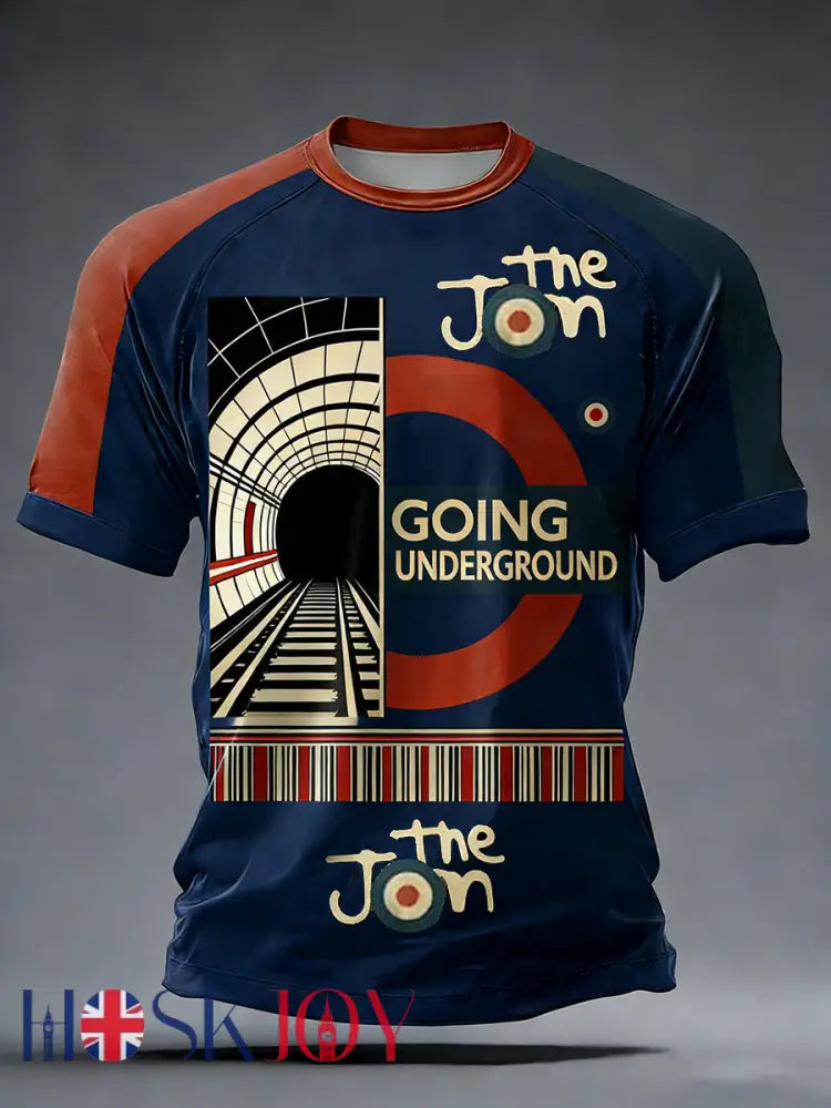 Men’s Retro Punk Music The Modfather Paul Weller Printed T-Shirt - Navy Blue / S