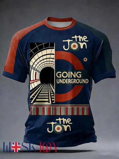 Men’s Retro Punk Music The Modfather Paul Weller Printed T-Shirt - Navy Blue / S
