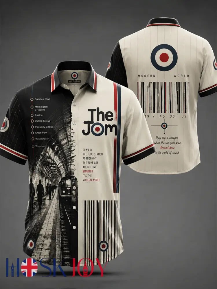Men’s Retro Punk Music The Modfather Paul Weller Printed Short-sleeved Shirt - White / S