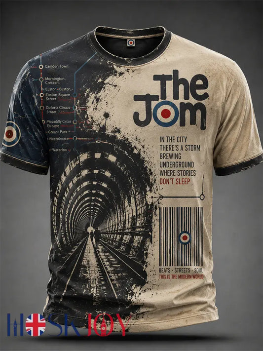Men’s Retro Punk Music The Modfather Paul Weller Printed T-Shirt - Beige / S