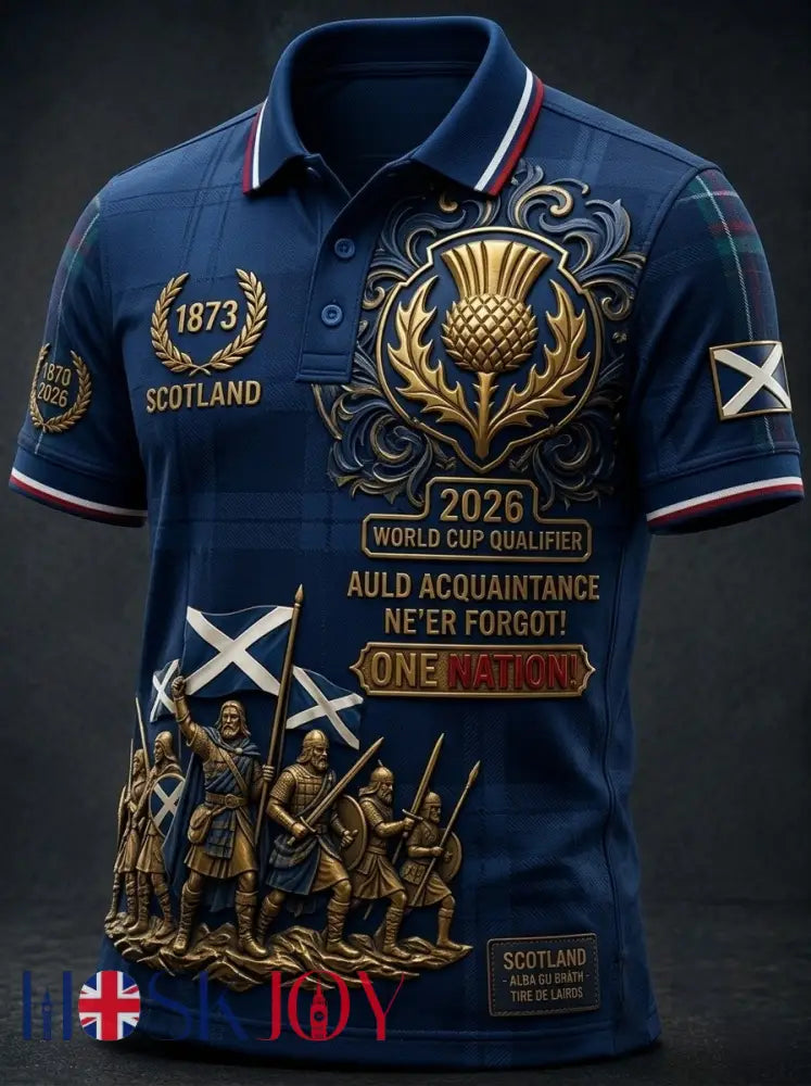 Men’s Retro UK Scotland Football Lover 2026 Print Casual Short-Sleeve T-Shirt - Blue / S