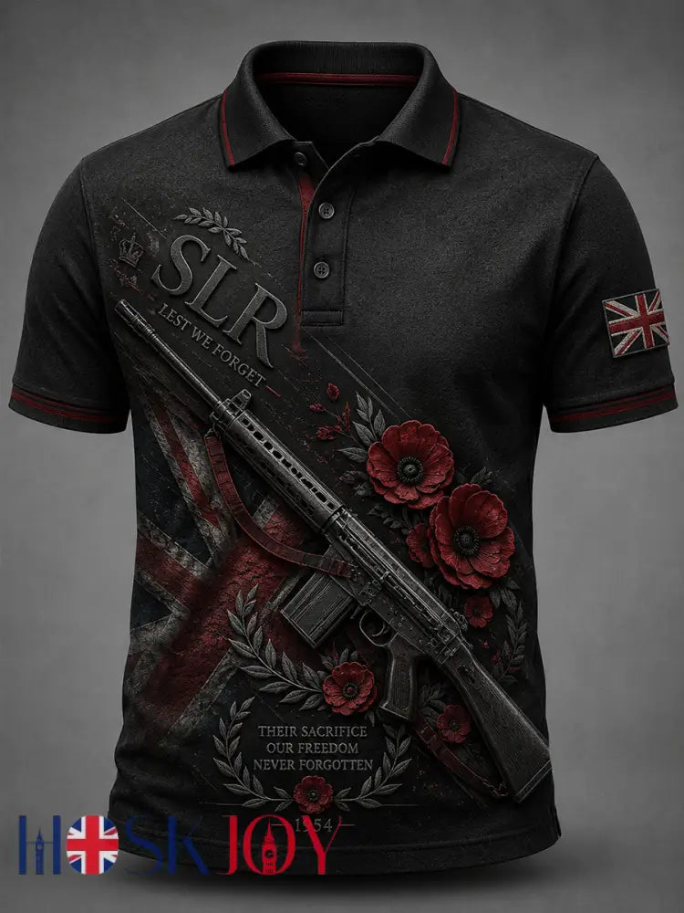 Men’s Retro Weapon Print Short-Sleeve Polo Shirt - A / S