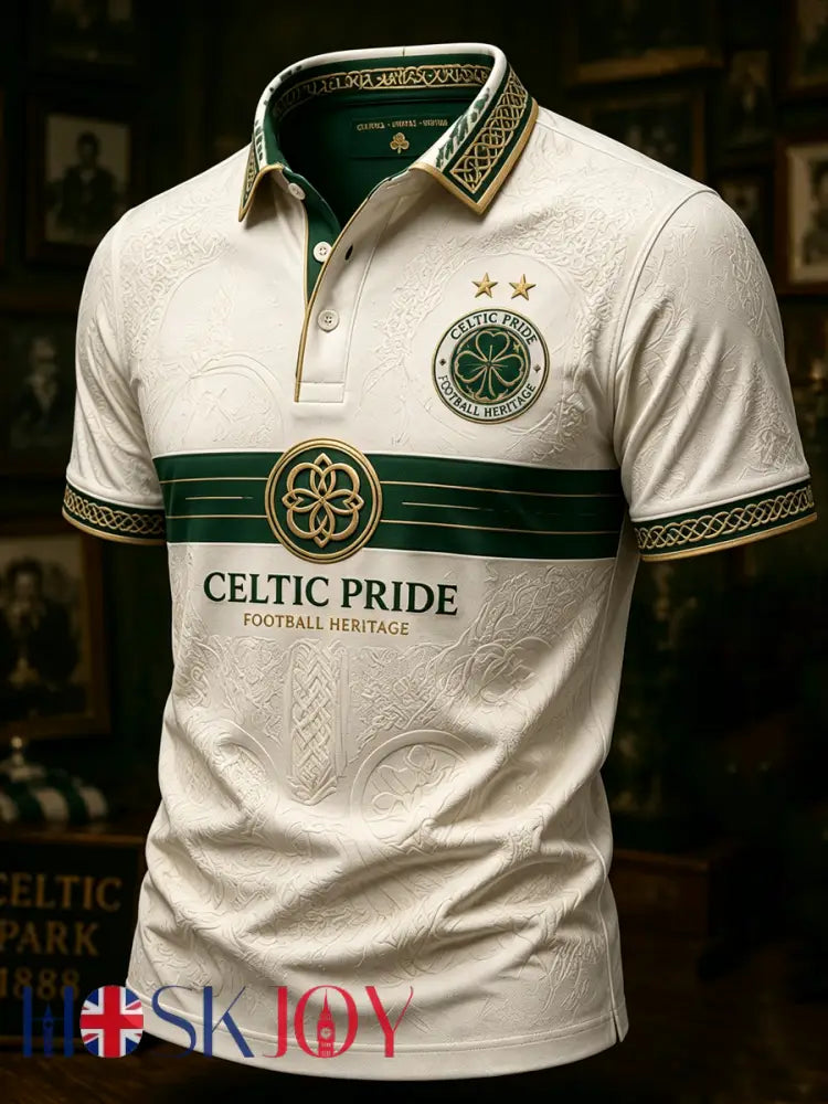 Men’s Scotland football Lover Celtic Printed polo shirt - Beige / S