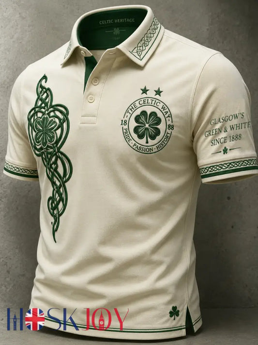 Men’s Scotland football Lover Celtic Printed polo shirt - Beige / S