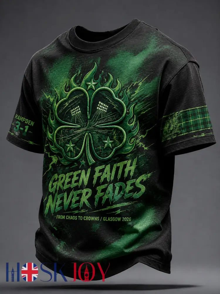 Men’s Scotland Football Lover Green Faith Printed T-shirt - As picture / S