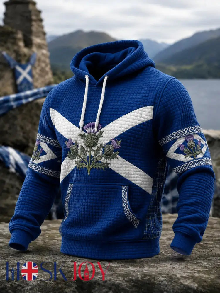 Men’s Scotland St. Andrew’s Day Printed Checkered Cotton Hoodie - As picture / S