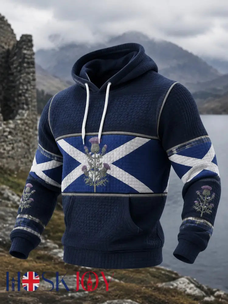 Men’s Scotland St. Andrew’s Day Printed Checkered Cotton Hoodie - As picture / S