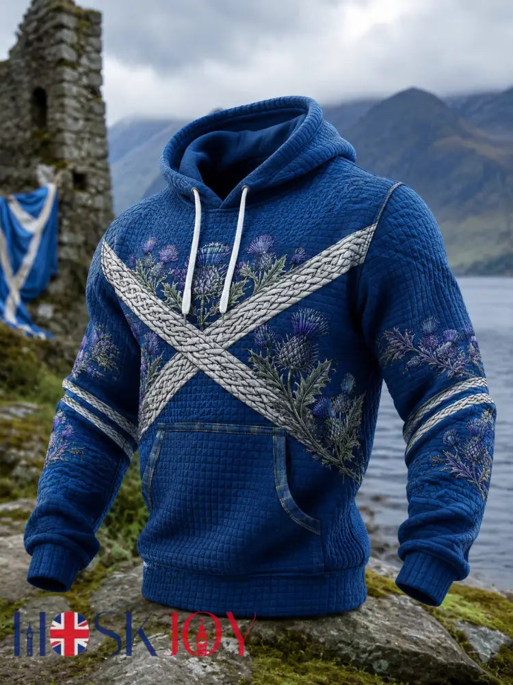 Men’s Scotland St. Andrew’s Day Printed Checkered Cotton Hoodie - As picture / S