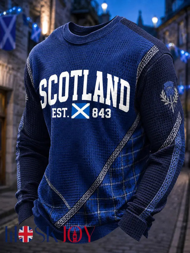 Men’s Scotland St. Andrew’s Day Printed Waffle Long Sleeve T-Shirt - As picture / S