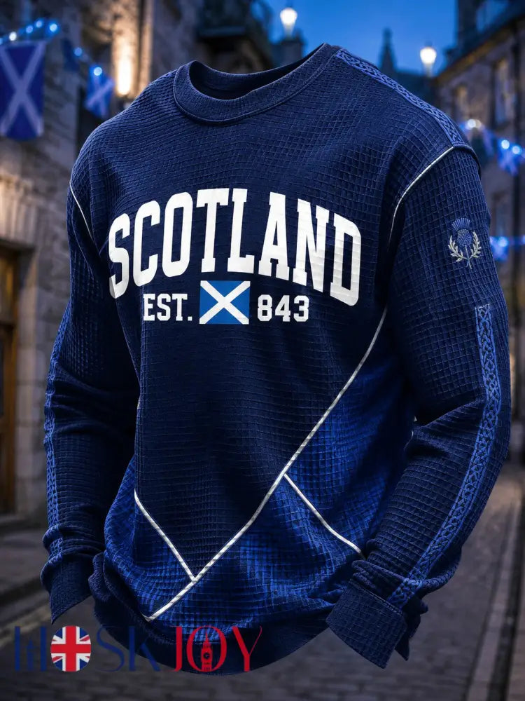 Men’s Scotland St. Andrew’s Day Printed Waffle Long Sleeve T-Shirt - As picture / S
