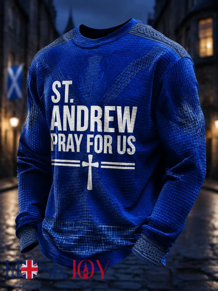 Men’s Scotland St. Andrew’s Day Printed Waffle Long Sleeve T-Shirt - As picture / S