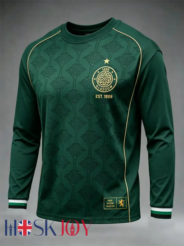 Men’s Scottish Celtic FC Print long sleeve round neck T-shirt - Green / S