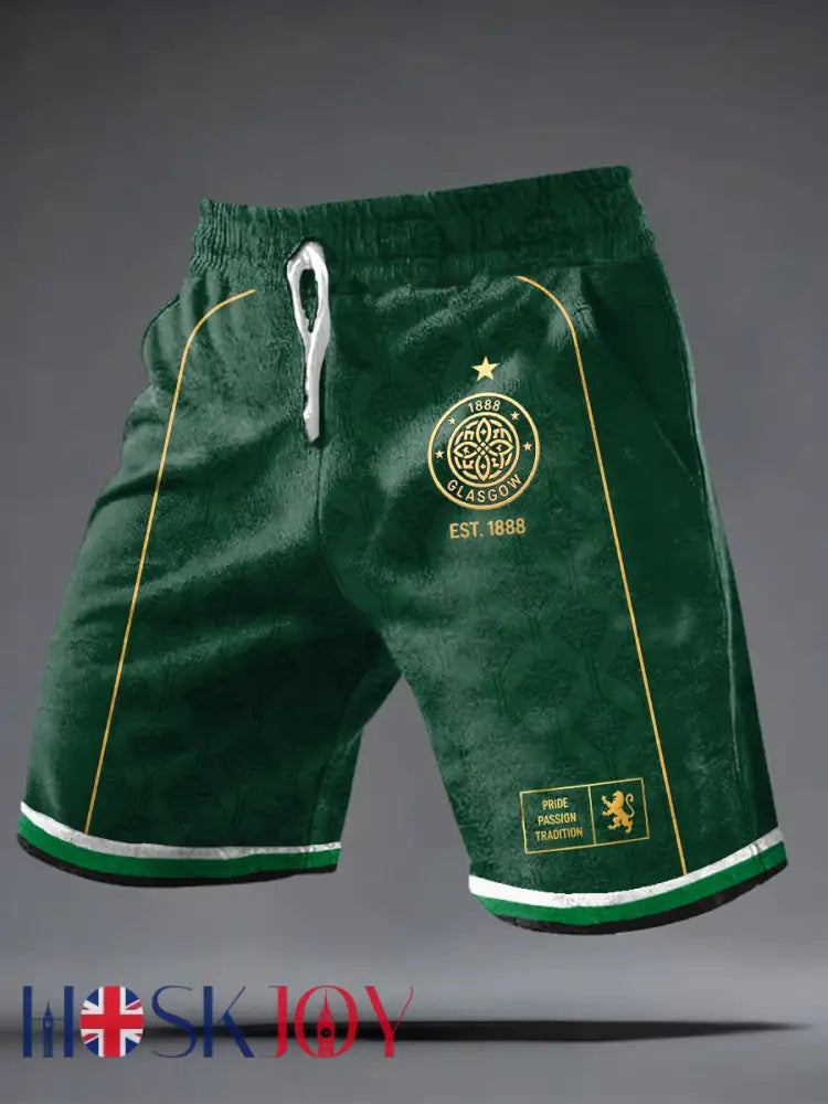 men’s Scottish Celtic FC Print shorts - Green / S