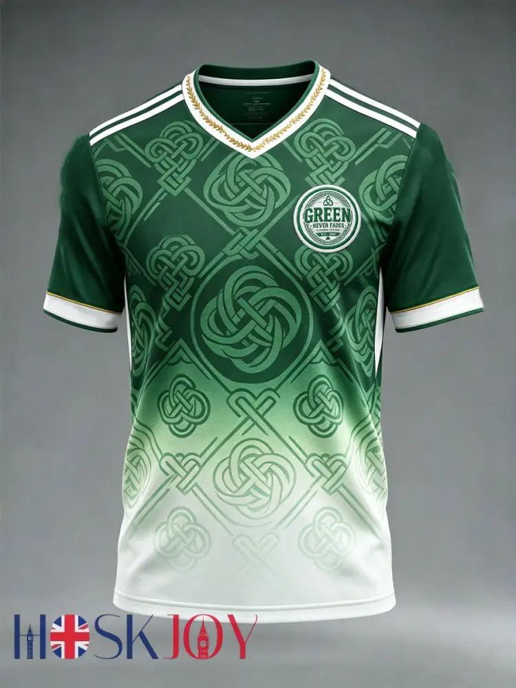Men’s Scottish Celtic FC Print V-neck T-shirt - As picture / S