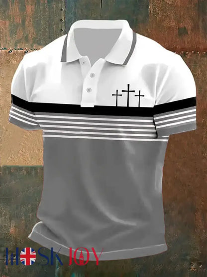 Men’s short sleeve polo shirt - Gray / S