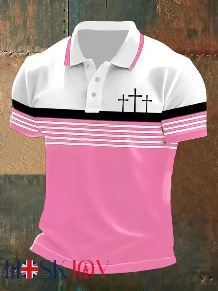 Men’s short sleeve polo shirt - Pink / S