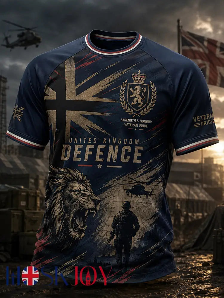 Men’s Short-Sleeve Raglan Top With Vintage Military-Style Print - A / S