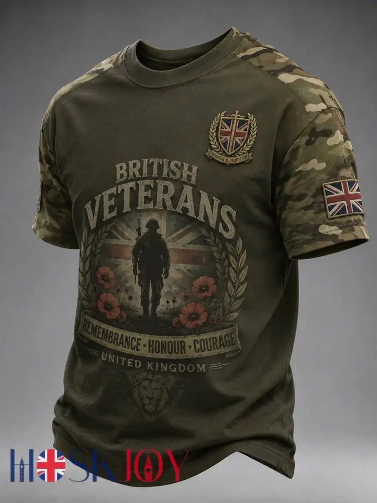 Men’s Short-Sleeve T-Shirt With Vintage Camouflage And Military-Style Prints - A / S