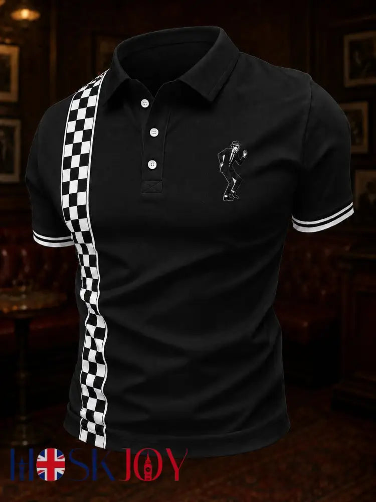 Men’s Ska Revival Style Printed Shirt - Black / S