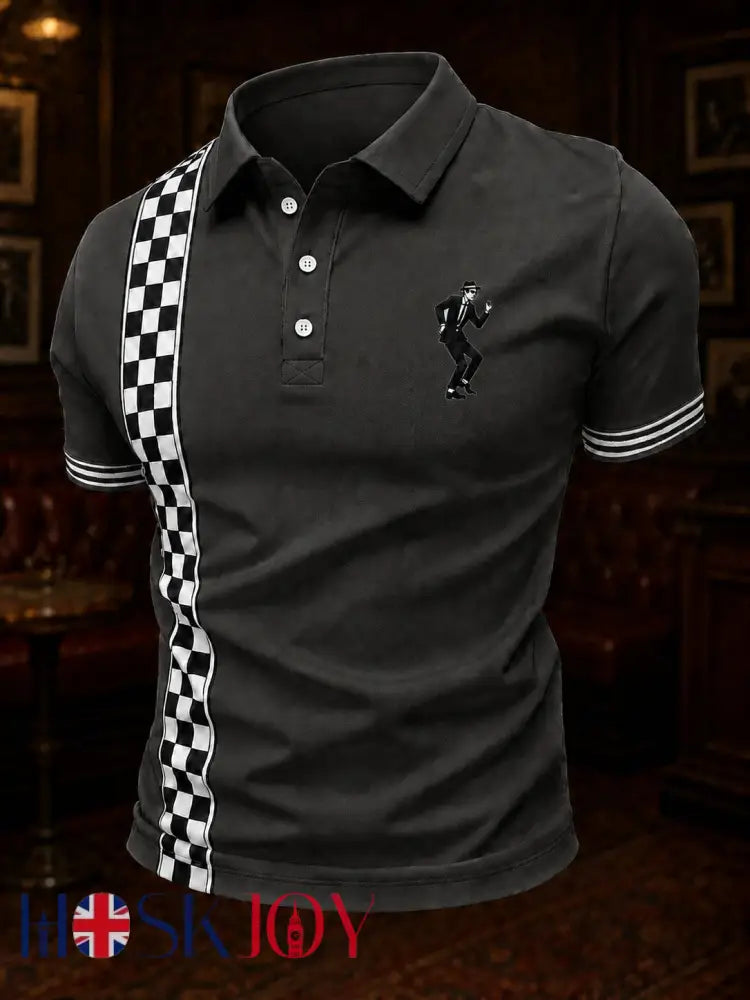 Men’s Ska Revival Style Printed Shirt - Dark Gray / S