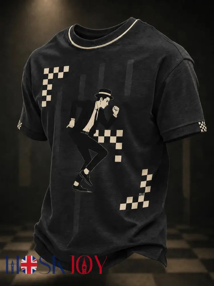 Men’s Ska Revival Style Printed T-shirt - Black / S