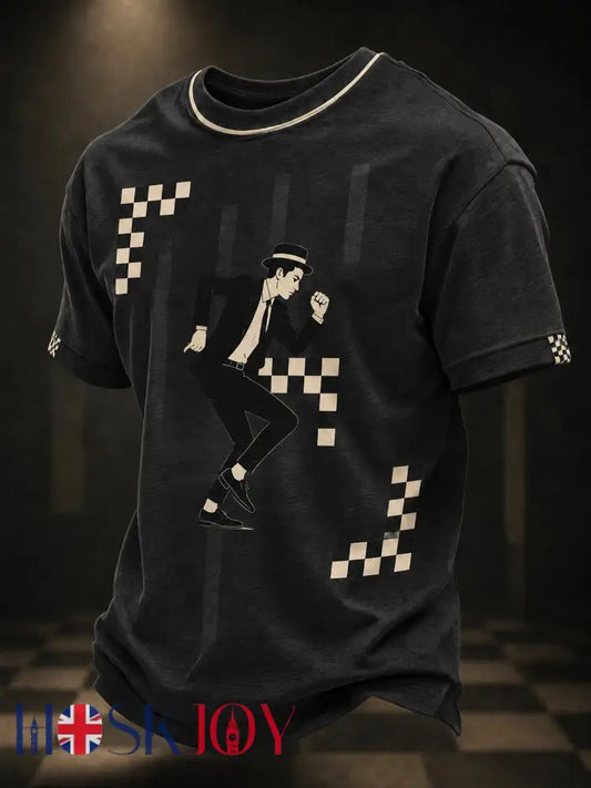 Men’s Ska Revival Style Printed T-shirt - Black / S