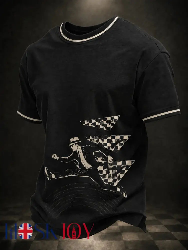 Men’s Ska Revival Style Printed T-shirt - Black / S