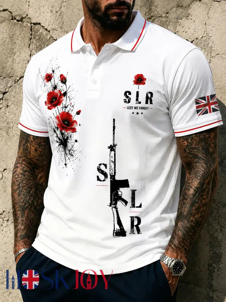 Men’s SLR Lest We Forget Printed polo shirt - White / S