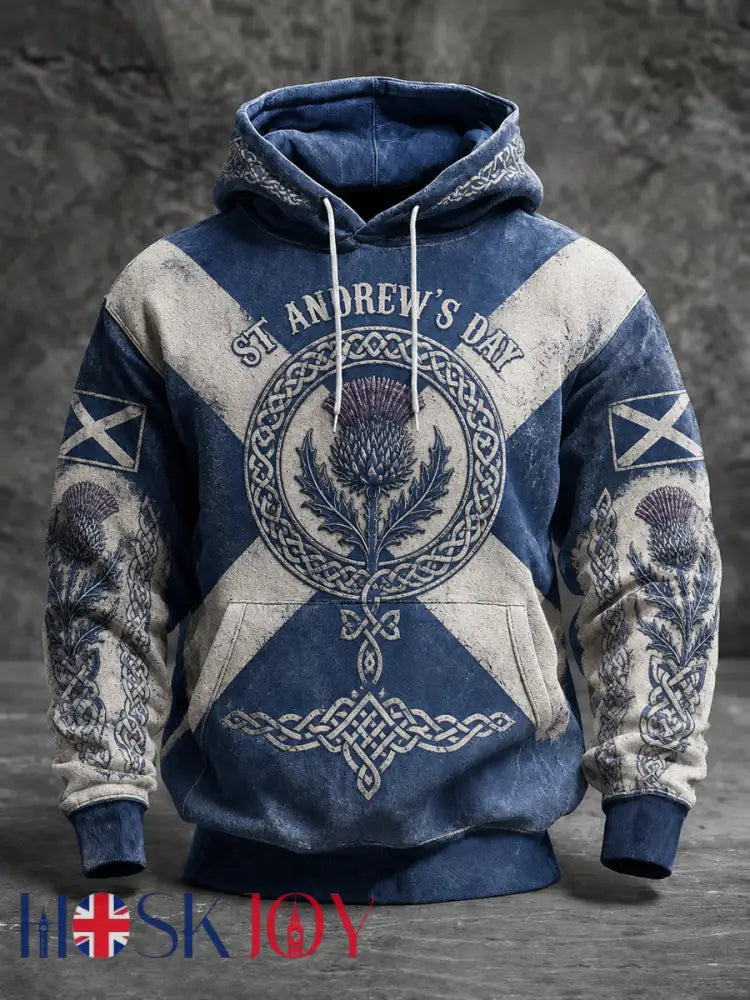 Men’s St Andrew’s Day Oversized Drop-Shoulder Hoodie with Pockets - As picture / S