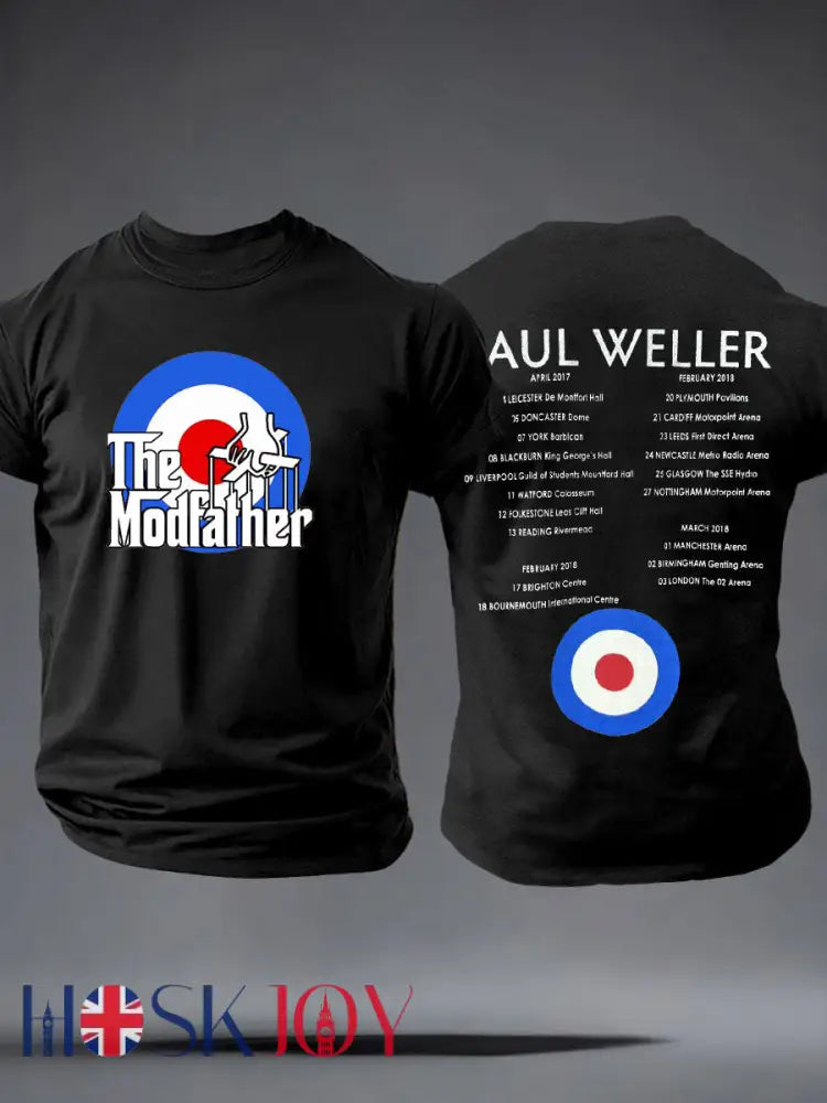 Men’s The Modfather Paul Weller imitation cotton short-sleeved T-shirt - Black / S