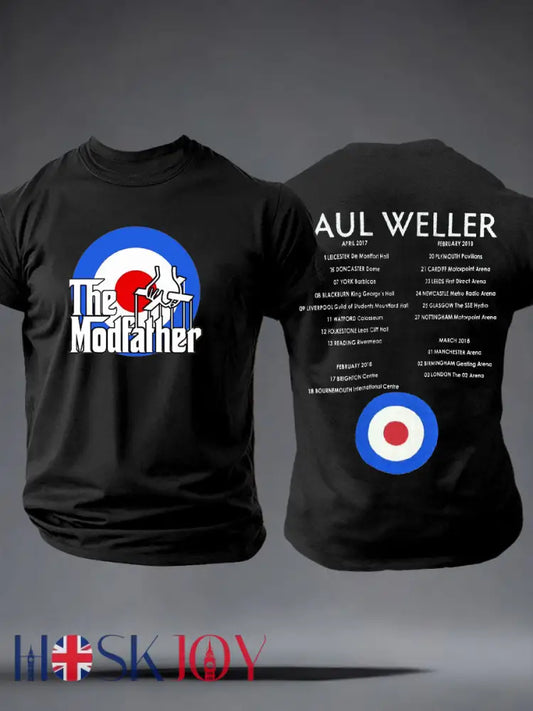 Men’s The Modfather Paul Weller imitation cotton short-sleeved T-shirt - Black / S