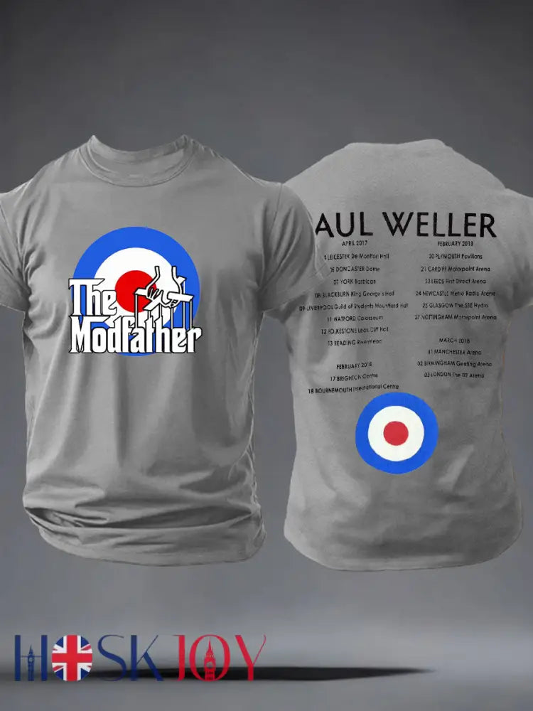 Men’s The Modfather Paul Weller imitation cotton short-sleeved T-shirt - Light Gray / S