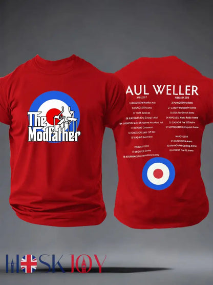 Men’s The Modfather Paul Weller imitation cotton short-sleeved T-shirt - Pure Red / S