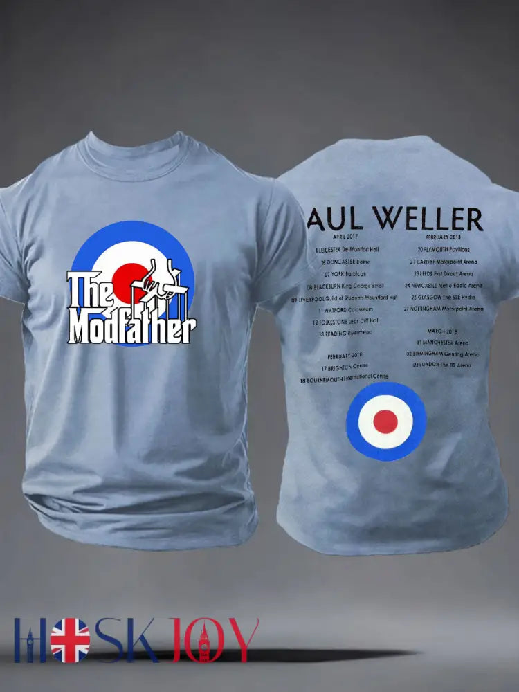 Men’s The Modfather Paul Weller imitation cotton short-sleeved T-shirt - Sky Blue / S